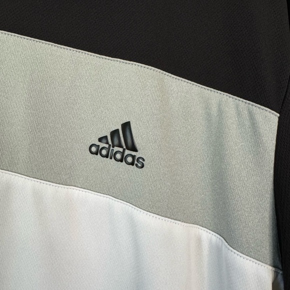 Adidas Black/White/Gray Color Block S/S Polo Men's 2XL - Picture 2 of 7